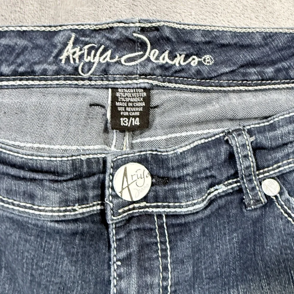 Ariya Whitney Crop Capri Jeans 13/14 Thick Stitch Blue Denim 31164R Y2K